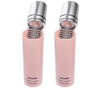 STOBAZA Cepillo De Pelo Enrollable Portátil 2 Unidades Tamaño Pequeño Para Cabello Rizado y Seco Secador Adecuado Para Viaje Uso Diario Compacto y Ligero Color Rosa