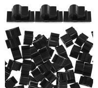 STOBAZA Clips Autoadhesivos para Gestión de Cables 50 Piezas Negros, Organizadores de Cables de Silicona para Escritorio, Soporte Compacto para Organizar Auriculares, Teléfonos