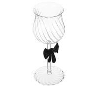 STOBAZA Copas de Vino de 300 Ml Lazo Rojo Decorativo Cristal Transparente de Tallo Largo Copas Elegantes para San Valentín Bodas y Eventos Románticos Cristalería para Beber Vino