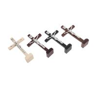 STOBAZA Cruz de Madera de Pie 4 Piezas Soporte para Mesa Crucifijo Católico Decorativo Colores Oscuro Caoba y Adecuado para Oración y Altares Familiares