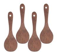 STOBAZA Cucharas de Madera de Wengué 4 Piezas para Servir Arroz y Cocinar Espátulas Redondas Poco Profundas Resistentes al Calor Utensilios Multiusos para Cocina y Servicio Profesional