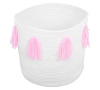 STOBAZA Cuerda Cesta de Algodón Creativa Rosa Almacenamiento de Borlas | Contenedor de Escritorio Hecho a Mano, Uso Multipropósito en Hotel y Hogar, para Accesorios y Biberones