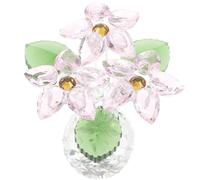 STOBAZA Decoración de Escritorio Flor de Cristal Rosa Pequeño Florero Decorativo Estatuilla para Hogar Sala Oficina Regalo Elegante