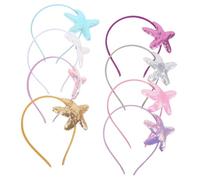STOBAZA Diadema Cabello Niña 8 Piezas Mezcla Colores Tamaño Estándar Diseño Estrella de Mar y Animales Marinos para Uso Diario y Fiestas Color Aleatorio