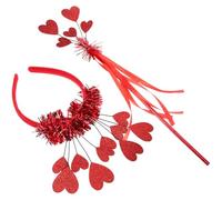 STOBAZA Diadema de Corazón Roja Lentejuelas para San Valentín 2 Piezas Modelo 1 y 4 Tocado para Fiesta y Disfraz Accesorio Ligero Cabello Set Romántico y Festivo