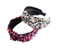 STOBAZA Diadema Para Mujer Lentejuelas Moradas y Doble Capa Cruzada, Aro Pelo De Tamaño Medio, Accesorio Para Fiestas y Uso Diario, Tocado Elegante Para Cabello Femenino