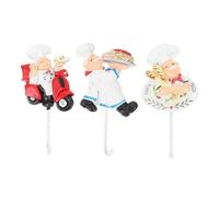 STOBAZA Ganchos de Cocina de Resina Diseño de Chef Caricatura 3 Piezas para Pared sin Taladro Ganchos Decorativos para Baño y Organización del Hogar