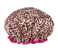 STOBAZA Gorro de Ducha Reutilizable Doble Capa Estampado Leopardo 1 Unidad Tamaño Único Protector Cabello Mujer Uso Diario Baño