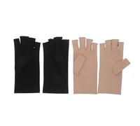 STOBAZA Guantes UV para Manicura Mujer 2 Pares Medio Dedo Negro y Beige Protección Solar para Conducción y Uso Lámpara UV Cuidados de Uñas Gel
