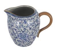 STOBAZA Jarra de Leche de Azul y Blanca con Asa Jarra Pequeña para Café Té y Salsas Diseño con de Entrelazado Fácil de Limpiar y Resistente para Uso Casa