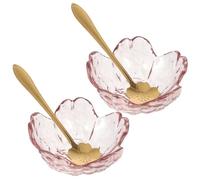 STOBAZA Juego de 2 Cuencos Rosados para Faciales y Aceites de Spa, Vidrio sin Bordes, Diseño en Forma de Flor, Adecuado para Masaje en Casa