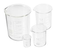 STOBAZA Juego de 4 Vasos de Precipitados de Vidrio Vaso Medidor para Química 100 Ml y 50 Ml Cristalería de Diseño Transparente para Experimentos Científicos