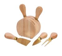 STOBAZA Juego de Cuchillos para Rebanar y Esparcir Base de Madera de Roble para Queso Acero Inoxidable, Herramientas Multifunción en Reuniones Familiares