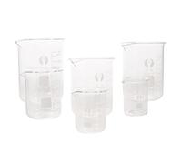 STOBAZA Juego de Vasos de Precipitados Graduados para Laboratorio, 6 Piezas de Vidrio Diferentes Volúmenes (25Ml-400Ml), Escala Visible y Diseño Estable, para Aplicaciones Científicas