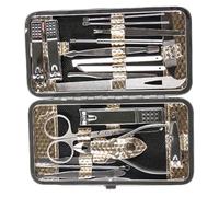 STOBAZA Kit de manicura multifuncional 19 piezas color dorado, set de cortaúñas y herramientas para pedicura, material duradero, portátil para cuidado de uñas profesional y doméstico