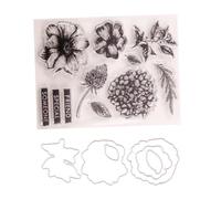 STOBAZA Kit de Troqueles y Sellos Transparentes de Silicona para Manualidades DIY Molde de Corte Floral Práctico y Duradero para Álbumes y Scrapbooking