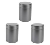 STOBAZA Lata De Hojalata Sellada Redonda 125 Tamaño Compacto Negro, Contenedor De Hojalata Para Almacenamiento De Té y Cocina, Set De 3 Piezas Para Uso Doméstico y Comercial