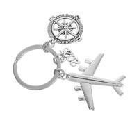 STOBAZA Llavero de Viaje de Aleación de Zinc Resistente al Deslustre Diseño de Brújula y Avión, Accesorio Práctico para Viajeros y Obsequio para Amantes Aviación, Adecuado para Viajes