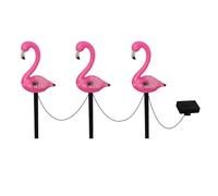 STOBAZA Luces Solares Decorativas para Jardín Exterior de Flamencos, Conjunto de 3 Estacas Diseño Resistente al Agua, Energía Solar para Decoración de Césped, Patio y Terraza al Aire