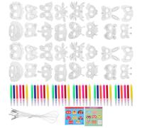 STOBAZA Máscaras de Papel para Colorear Infantiles Diseño de Animales, Material Papel Versátil para Actividades Escolares y Expresión Creativa