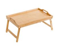 STOBAZA Mesa para Portátil Plegable de Madera Natural 50×30×235 CM Bandeja Multifuncional para Cama y Desayuno Escritorio Portátil Ligero y Compacto