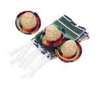 STOBAZA Mini Sombreros Mexicanos y Bufandas de Rayas para Decoración de Botellas Cubiertas Festivas para Fiesta Mexicana y Cinco de Mayo y Divertido