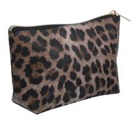 STOBAZA Neceser de Maquillaje Estampado de Leopardo Gran Capacidad Forma de Media Luna Resistente al Agua Cierre de Cremallera Bolsa de Viaje para Cosméticos y Aseo Personal Color