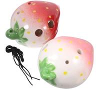 STOBAZA Ocarina de 6 Agujeros Forma de Fresa Instrumento Musical de Madera para Juego de 2 Unidades Color Rojo y Rosa Práctica para Principiantes y Estudiantes