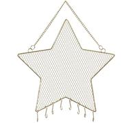 STOBAZA Organizador de Pared para Joyas de Hierro Diseño de Estrella Dorada, Soporte para Pendientes y Exhibidor de Aretes, Colgante Decorativo para Dormitorio, Práctico y Compacto