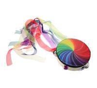 STOBAZA Pandereta Profesional de Mano de 6 Pulgadas con Cintas de Colores Arcoíris, Instrumento Musical de Percusión para Niños y Adultos, Adecuado para Presentaciones, Baile y Educación