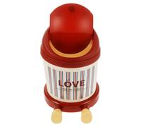 STOBAZA Papelera Pequeña de Escritorio con Tapa Roja, Mini Bote de Basura Portátil de Plástico 19x14x14 Cm para Oficina, Dormitorio y Cocina, Contenedor Compacto para Ahorro de Espacio