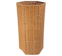 STOBAZA Paragüero trenzado cesta con base de madera para sombrilla, soporte para paraguas, cubo de mimbre, soporte para bastones de paseo, para lavadero, paraguas
