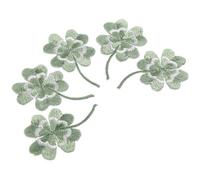 STOBAZA Parches Bordados de Trébol de Cuatro Hojas para Ropa, 5 Piezas, Parches de Hierro Delicados y Resistentes, Accesorios para Sombreros, Jeans y Mochilas, Decoración