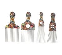 STOBAZA Peine Desenredante de Acero Inoxidable 4 Unidades Tamaño Medio para Cabello Afro Hombres Uso Diario en Casa y Salón Dientes Anchos y Diseño Selección Cabello Estilo Aleatorio