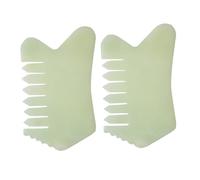 STOBAZA Peine Masajeador de Jade Natural para Cuero Cabelludo y Cuerpo 2 Piezas Herramienta de Raspado Corporal para Masaje Facial Cuello y Espalda Pulido Fino y Uso Doméstico