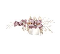 STOBAZA Peine Morado para Novia y Damas de Honor Accesorio Pelo de Boda Flores de Cristal y Perlas Peineta Lateral Elegante para Peinados Nupciales Diseño Ligero y Cómodo para
