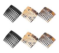 STOBAZA Peines Laterales de Acetato Antiestáticos para Cabello 6 Piezas 2 Estampado Leopardo Claro 2 Color Tigre 2 Negro Mini Peines de Viaje Franceses para Peinados y Recogidos