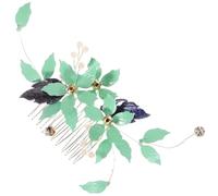 STOBAZA Peineta Cabello Cuentas y Hojas Verdes, Accesorio Lateral para Moños Nupciales y Eventos de Boda, Diseño para Mujer