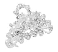 STOBAZA Pinza Pelo de Novia Diseño Floral en Metal Plata, Cómoda y Adornada Brillantes para Accesorios de Boda y Fiestas Elegantes