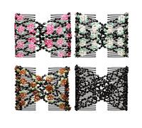 STOBAZA Pinzas Dobles Cabello Cuentas Decorativas para Mujer y Niña Peinetas Elásticas de Acero Resistente Accesorio Versátil para Peinados Exteriores Set de 4 Unidades