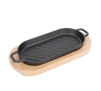 STOBAZA Placa de Parrilla de Hierro Fundido y Proteger la Mesa Bandeja de Madera Negra, Diseño Creativo mientras Mantiene la Comida Caliente para Cocinar en Familia