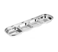 STOBAZA Plato de Salsa Coreana de Acero Inoxidable Plata Cuatro Compartimentos para Condimentos, Adecuado para Diferentes Ocasiones Hogar