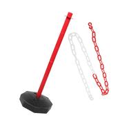 STOBAZA Poste de Barrera de Seguridad Rellenable con Agua Plástico Rojo, Cadena Bicolor de 1 Metro, Bolardo para Control de Tráfico, Barrera de Estacionamiento y Delimitación Industrial