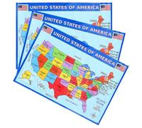 STOBAZA Póster Educativo de Mapa Mural de Estados Unidos para Aula y Dormitorio Infantil, Laminado Resistente al Desgaste, Juego de 3 Mapas Detallados Estados y Ciudades Claras, Adecuado