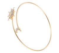 STOBAZA Pulsera Ajustable Geométrica Dorada con Zirconia Brazalete Abierto Diseño Sol y Luna Joya Cómoda para Mujer Accesorio Decorativo para Bodas y Viajes