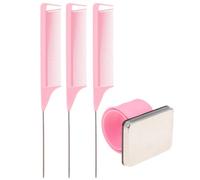 STOBAZA Pulsera de Silicona Magnética para Peluquería con Cojín de Alfiletero Correa Ajustable para Muñeca Soporte Práctico para Pinzas y Herramientas Set de 4 Piezas en Color Rosa