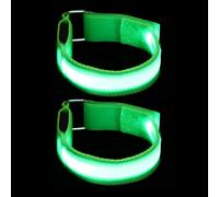 STOBAZA Pulseras LED de Carga Verde Recargables para Correr Brazaletes Deportivos Nocturnos Ajustables de Nailon Bandas Luminosas Fluorescentes para Brazos Muñecas y Tobillos 2 Piezas