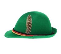 STOBAZA Sombrero de Jazz Verde para Halloween y Oktoberfest, Sombrero Panamá Unisex de Fieltro Plumas, Accesorio Clásico para Disfraces y Fiestas Temáticas