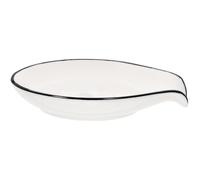 STOBAZA Soporte para Cuchara de Cerámica Negro Borde Reposacucharas para Encimera de Cocina Soporte para Cuchara Sopera Práctico y Decorativo 1 Pieza