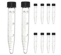 STOBAZA Tubo Centrífugo Cónico de Vidrio 15 Ml con Rosca y Tapa, 10 Piezas, Graduado Resistente con Área de Escritura para Laboratorio, Almacenamiento de Muestras y Biología Molecular